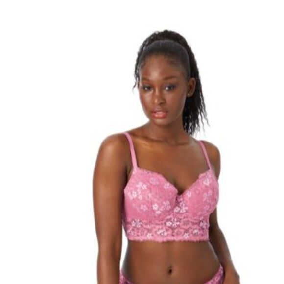 Adored by Adore Me Women’s Payal Longline Underwire Floral Lace Demi Cup Bra 36C - Picture 1 of 3
